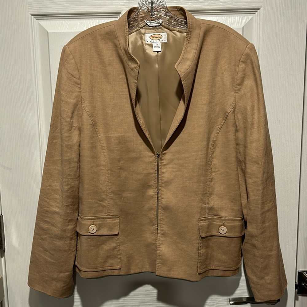 Talbots Petite Tan Linen Blend Jacket 14P
